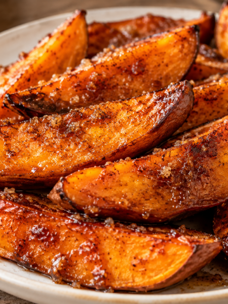 Brown sugar butter sweet potato wedges made in the air fryer