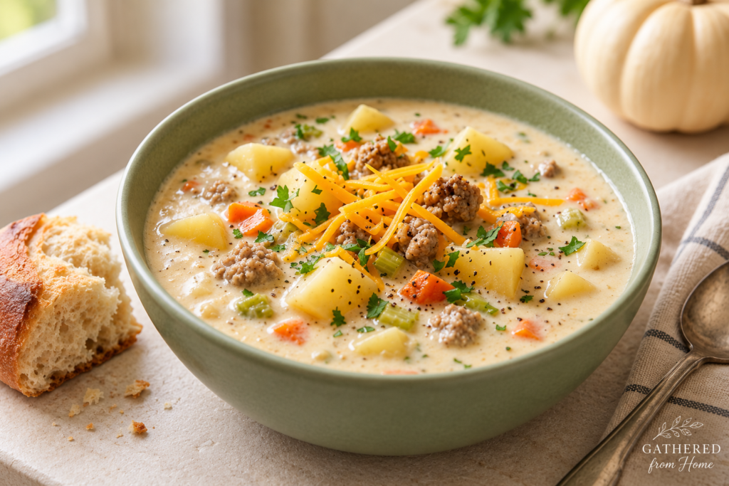 Creamy sausage and potato soup with Italian sausage and potatoes